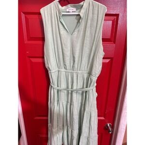 Zoey & Leelo Mint Green Sleeveless Tiered Midi Dress Plus Size 2X